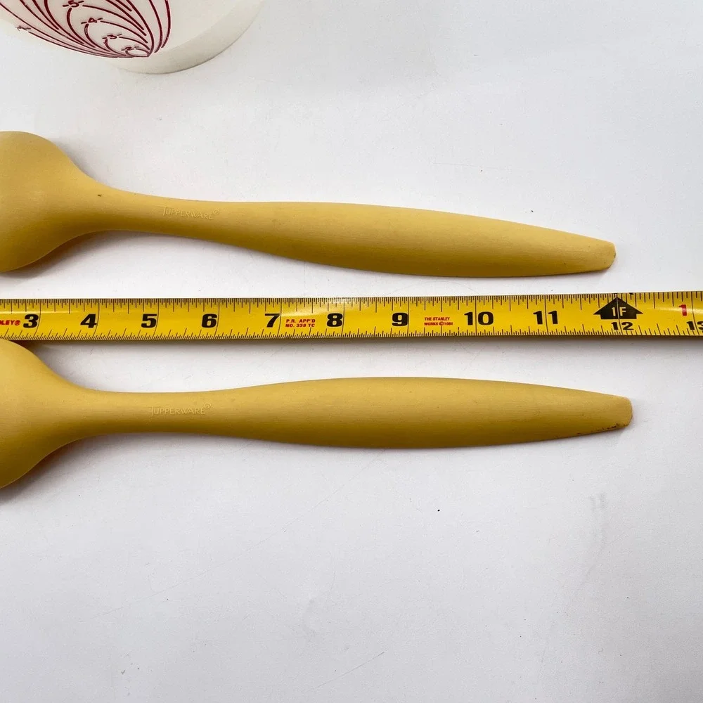 Vintage Tupperware Mix-N-Stor 8 Cup Pitcher & 2 Harvest Gold Salad Servers Set